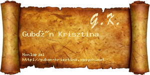 Gubán Krisztina névjegykártya